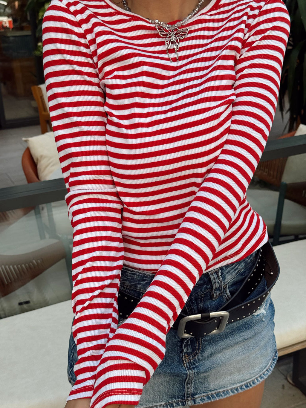 RED STRIPED TOP