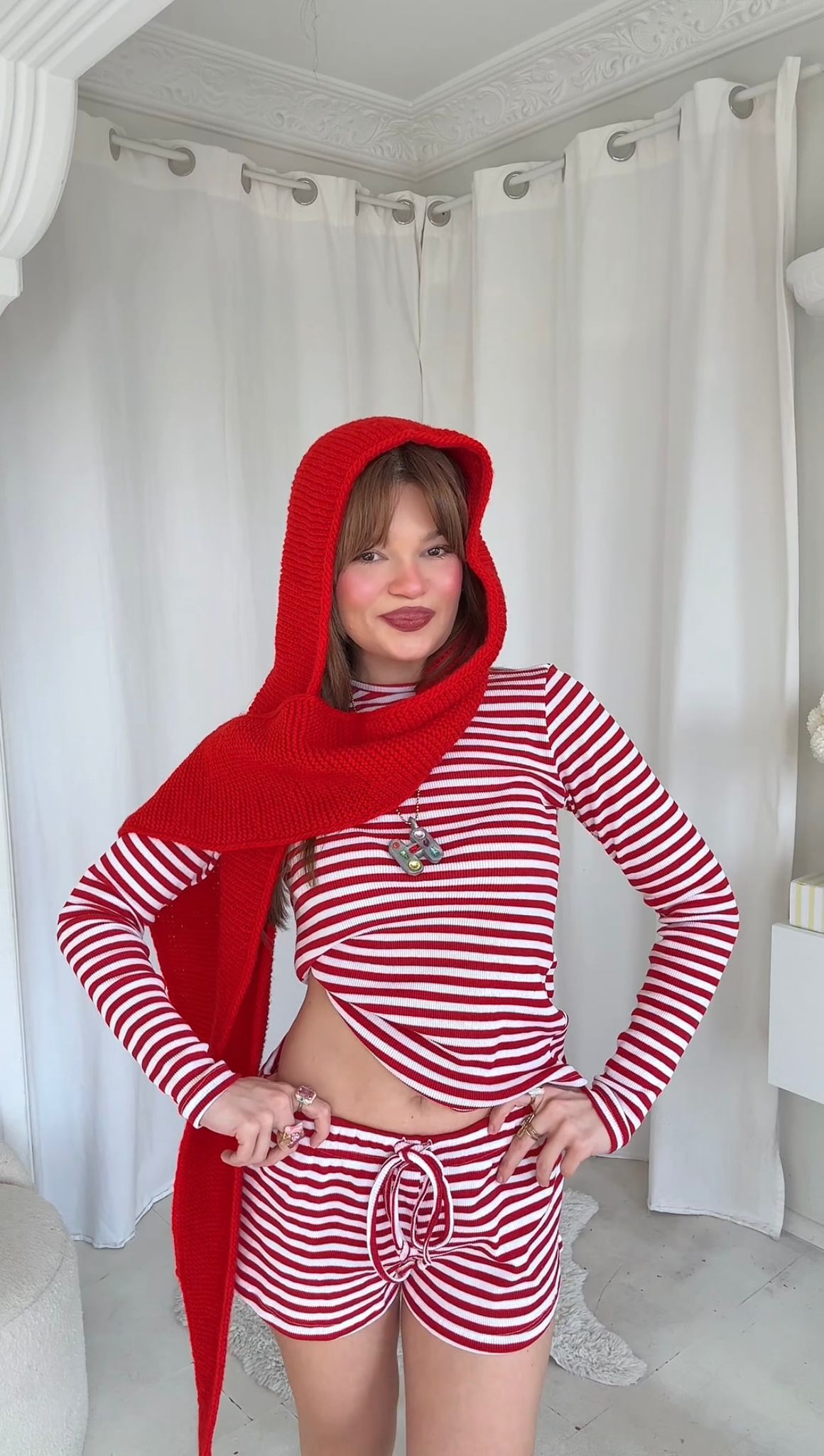 LOVE STRIPE SHORT SET