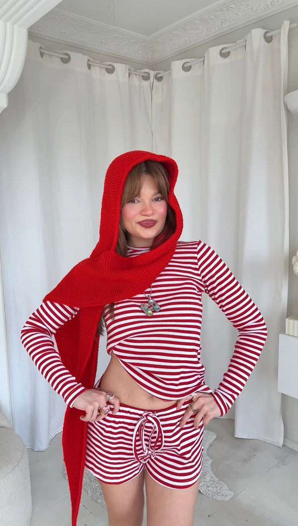 LOVE STRIPE SHORT SET